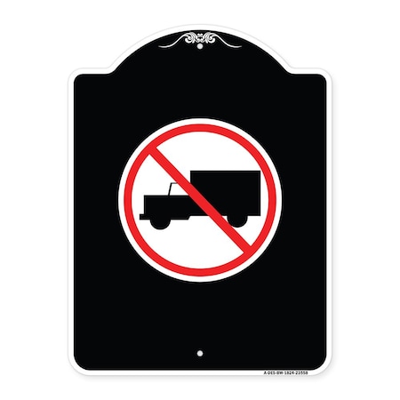 Signmission Designer Series No Truck, Black & White Heavy-Gauge Aluminum Sign, 24" x 18", BW-1824-23558 A-DES-BW-1824-23558